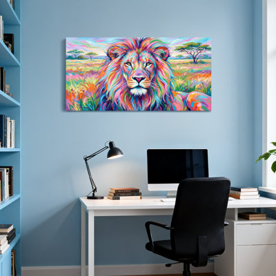 Animals Colourful Lion Safari Landscape Art Print