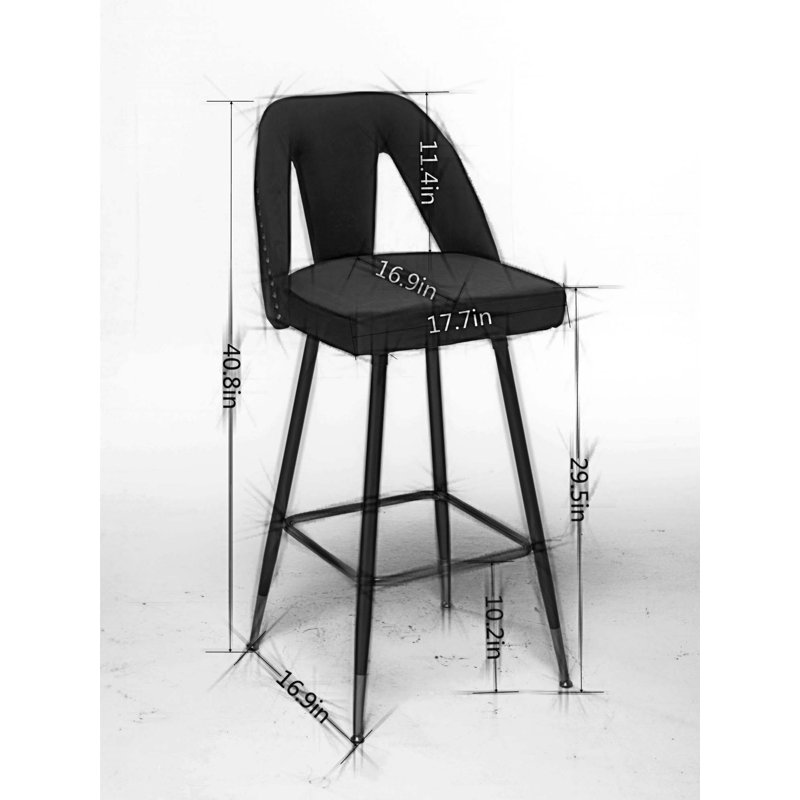 Kisan Upholstered Counter Stool with Metal Frame, Green