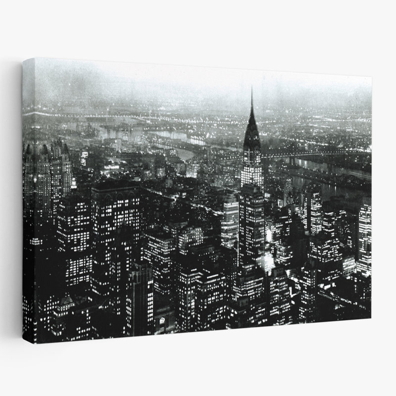 Manhattan rétro et rétro dans la nuit, H 48 po x l 32 po