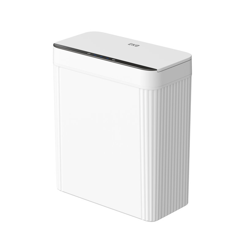 EKO Brio Motion Sensor Trash Can, 10L in White Compact Design, Fingerprint Resistant Trash Bin for Effortless Waste Disposal