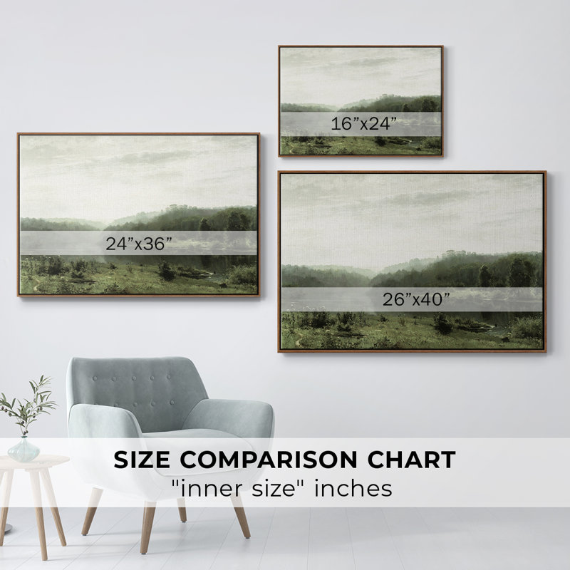 "Vintage Landscape - MLxxxx" sur toile, H 27 po x l 41 po x P 2 po, Toile encadrée noyer flottant