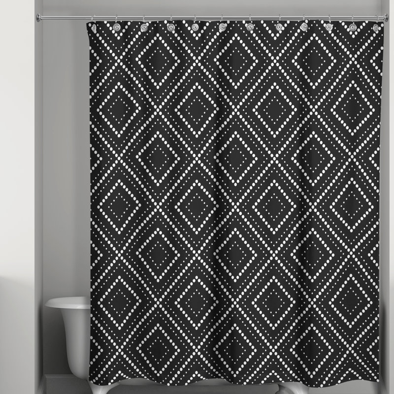 Rideau de douche simple à motif géométrique, Noir / blanc