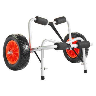 250 lbs Foldable Kayak Cart – Canoe Carrier Dolly with 10-Inch Solid Rubber Tires, Heavy-Duty Boat Transport Cart for Kayaks, Canoes & Small Boats