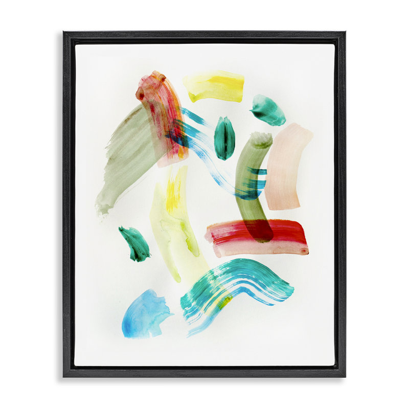 Cadre flottant moderne avec coups de pinceau, design par Gemma Bardot, H 21 po x l 17 po, Cadre flottant noir de jais