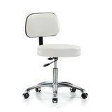 PERCH Chrome Walter Height Adjustable Exam Stool with Backrest | Desk Height 18.5-24"