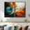 Encre blanche blanche et orange, tempête III - art mural moderne sur toile blanche