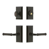 Fifth Avenue Short Plate Complete Entry Set with Single Cylinder Deadbolot and Soleil Lever