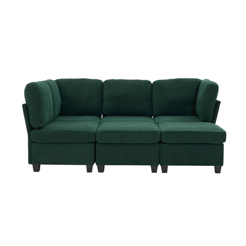 Canapé modulaire surdimensionné en U avec repose-pieds avec rangement, Polyester émeraude