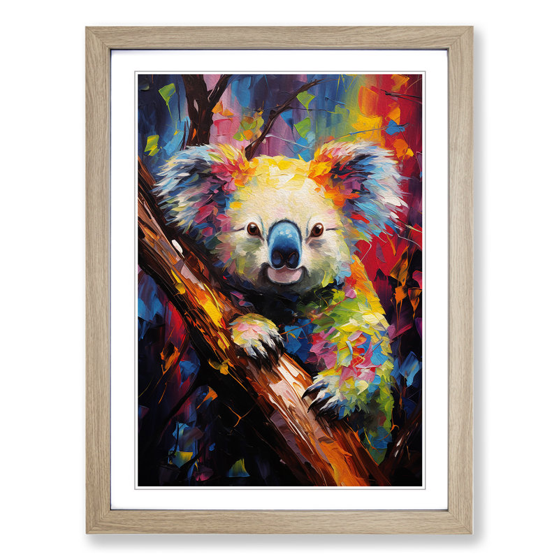 Koala Bear Expressionism Art - Framed Print, Oak Framed, 64cm H x 46cm W