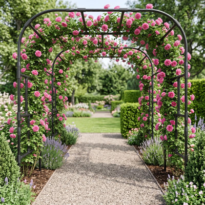 Arche de jardin extra large de 118 pouces, support pour plantes en acier robuste et résistant à la rouille pour concombres, vignes et plantes grimpantes