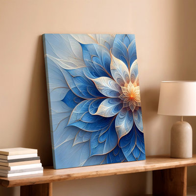 Impression d'art mural bleu abstrait sur toile de lotus floral botanique, bleu, floral botanique, décoration murale abstraite pour le bureau de chambre à coucher de salon, décoration florale, décoration murale de maison de galerie