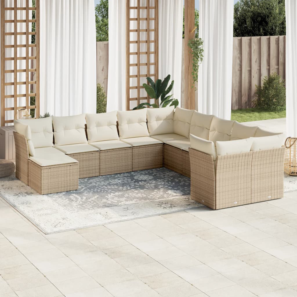 Vidaxl 11-Tlg. Garten-Sofagarnitur aus Polyrattan mit Kissen