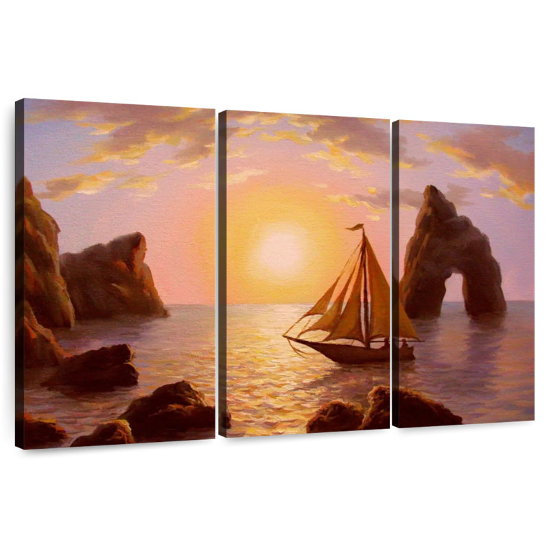Mehar Sailboat By The Cliffs, 42" H x 65" W