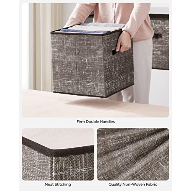 Storage Cubes, 13-Inch Non-Woven Fabric Bins With Double Handles, Set Of 6, Closet Organizers For Shelves, Foldable, For Clothes