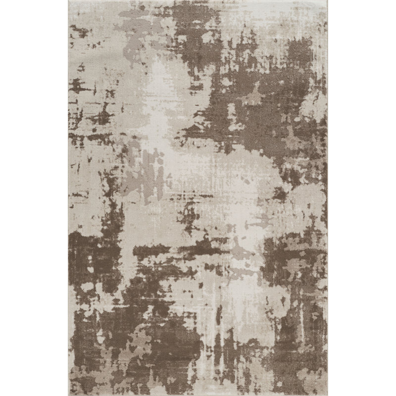 Blair Beige & Brown Abstract High-Low Modern Rug, Beige/Brown, 12'0" x 15'2"