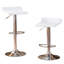 Tabourets pivotants réglables contemporains chromés avec siège blanc, ensemble de 2