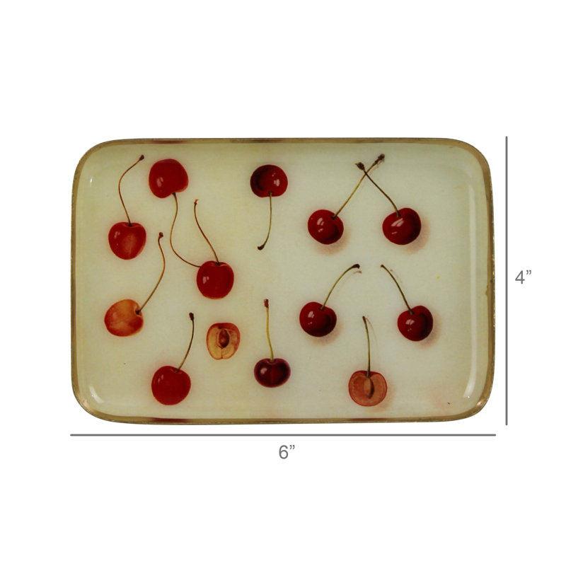 Plateau - Cerises, Rect. Sm, H 6 po x l 0,75 po x P 4 po, Rouge, Rectangulaire