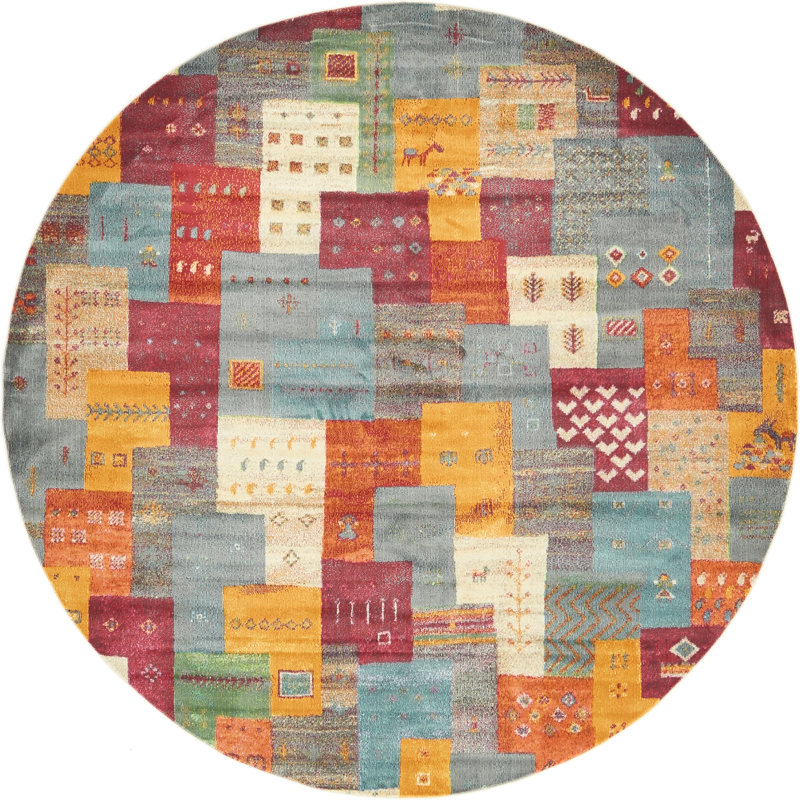 Daves Geometric Indoor Rug, Round 8'2"