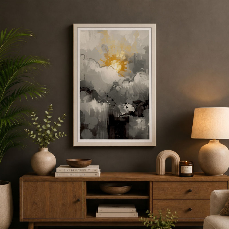 Urban Inferno Industrial 1 Piece Wrapped Canvas Wall Art, 18x12 - 45.7 x 30.5 cm, Black Border