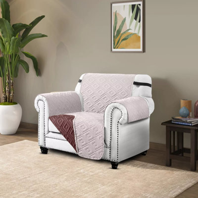 Reversible Waterproof Sofa Cover – Quilted Anti-Slip Couch Protector with Adjustable Strap