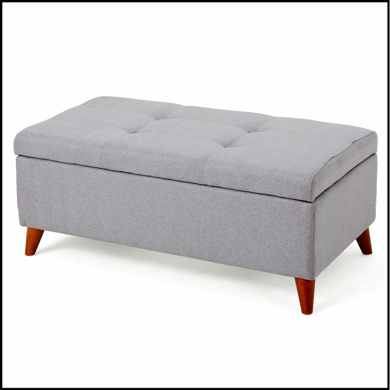 Variante de repose-pieds avec rangement, banc d'entrée multifonctionnel, banc de chambre à coucher, Gris clair