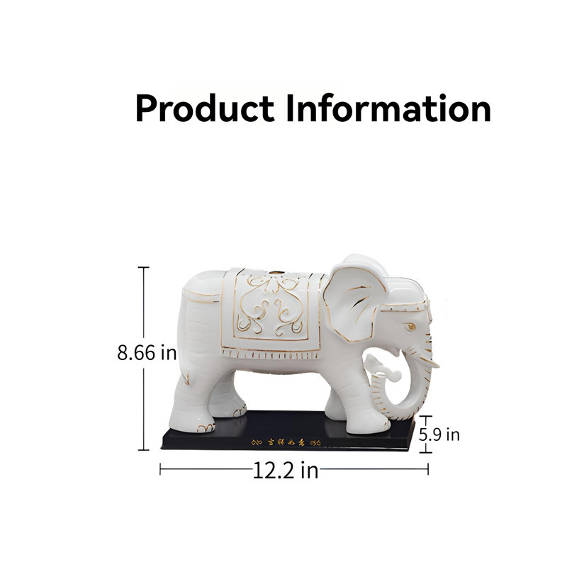 Ornement exquis Lucky Elephant, Blanc / Doré