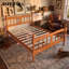 Lit plateforme en bois pleine grandeur de style campagnard rétro, cadre de lit et tête de lit classique à détails à broches, support de matelas à lattes de bois, aucun sommier requis, installation facile à faire soi-même, noyer-1124876543-1124876541