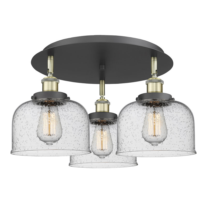 Bejtullah Glass Flush Mount, Seedy, Black Antique Brass