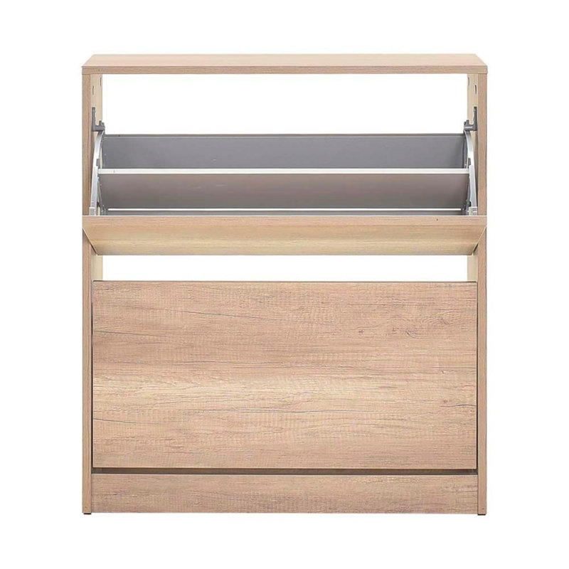 Modern Shoe Cabinet, Light Walnut, 28.7 x 33.1 x 10.2 inches | 100% Melamine Coated Particle Board, Thickness: 0.6 inches | Stylish & Functional Storage Solution for Entryway, Hallway & Closet