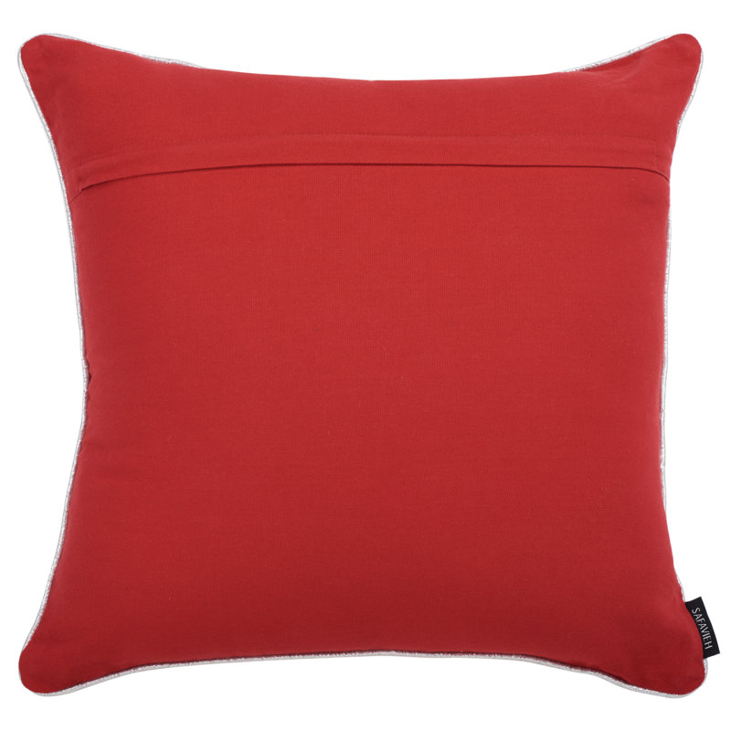 Red and Silver Polyester Christmas Tree Square Pillow Set