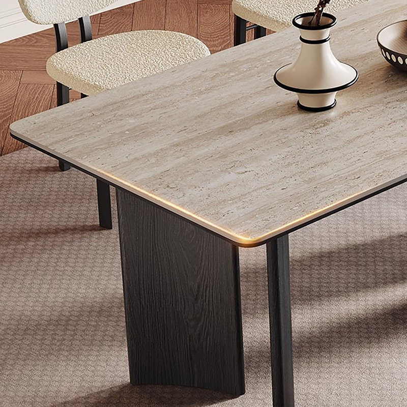 Table en pierre frittée French French, H 29,5 po x l 63 po x P 31,5 po