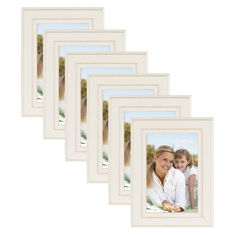 Cadre 6 photos simple en bois mat Loven, 8 po x 10 po, Blanc doux vieilli
