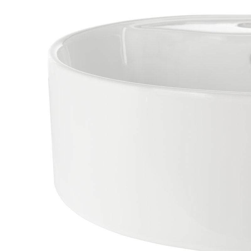 Mira White Ceramic Round Vessel Sink with Overflow Drain