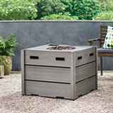 Square Wood Resin Propane Smokeless Fire Pit Table with Hidden Fuel Tank