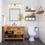 Ensemble de 3 tablettes de salle de bain au-dessus de la toilette - étagères murales flottantes avec rangement pour papier hygiénique 16 pouces, brun rustique