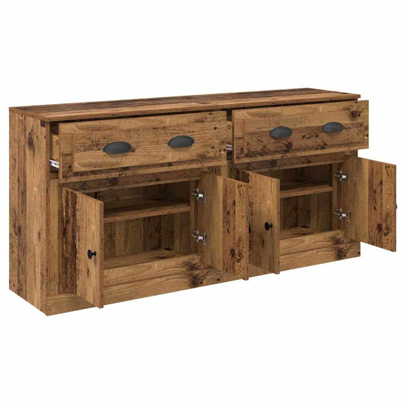  Sideboards With Drawer 2 Pcs Artisan Oak 70 X 35.5 X 67.5 Cm, Old Wood