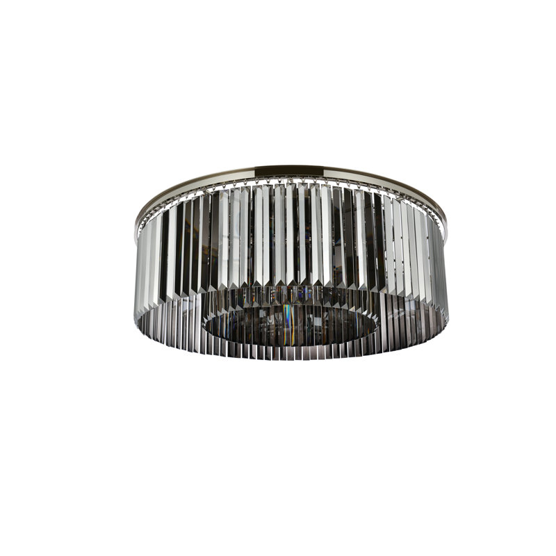 Yazmin Crystal Flush Mount, Gray, Polished Nickel