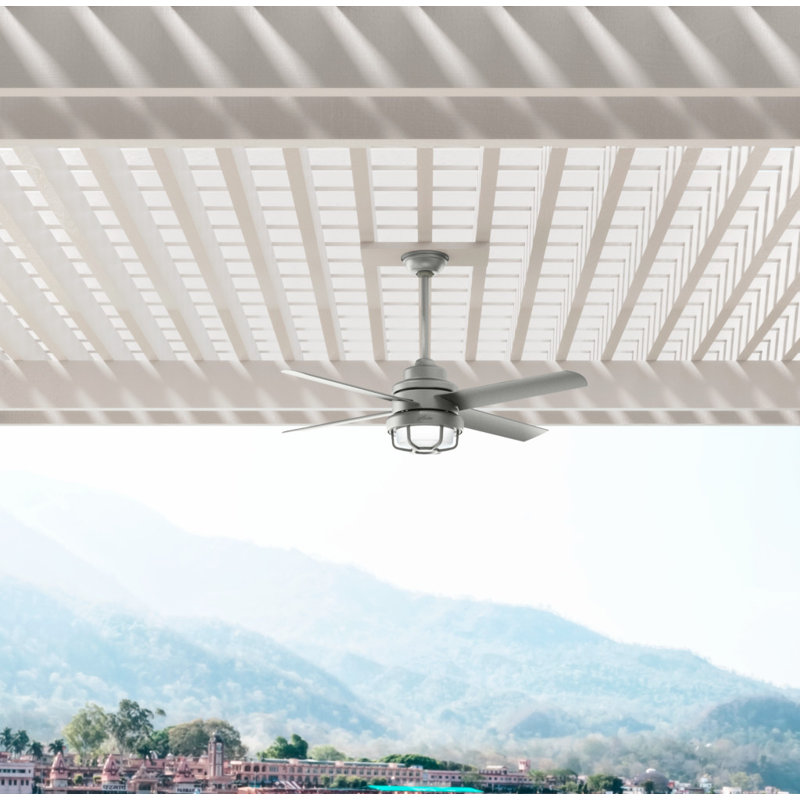 Ventilateur de plafond d'extérieur à DEL standard à 4 pales de 54 po avec commande murale et ensemble d'éclairage inclus Searow