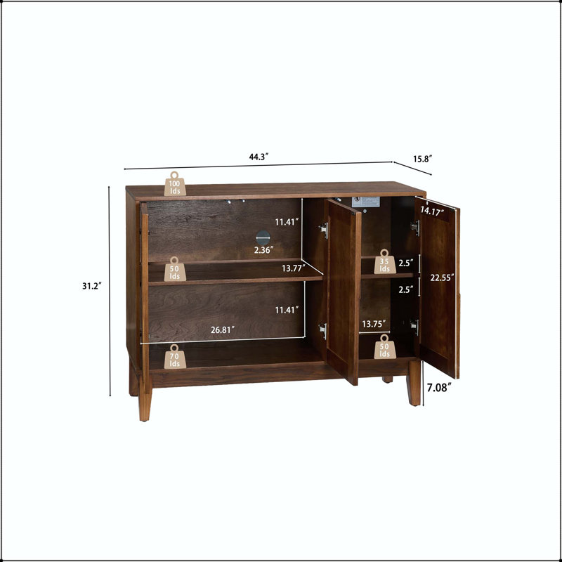 Buffet Mid-Century moderne à rayures verticales
