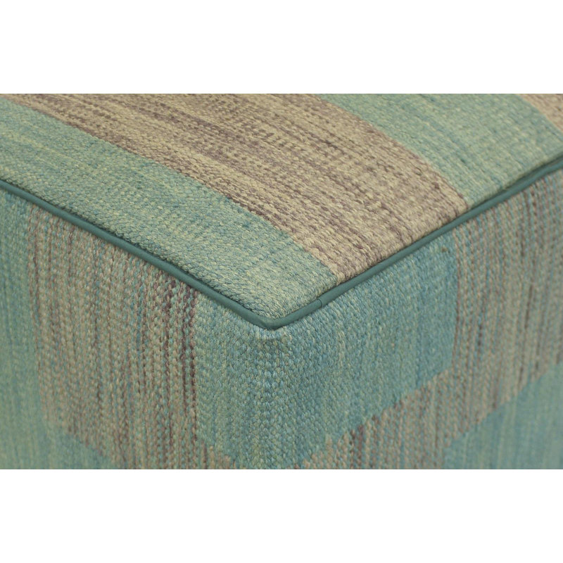 Aprea Upholstered Ottoman, Green/Purple Wool