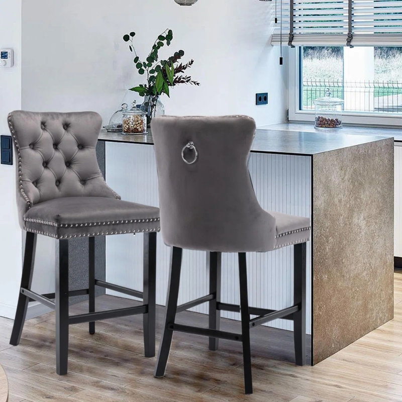 Tabourets de bar Blakeway, Grey, Black