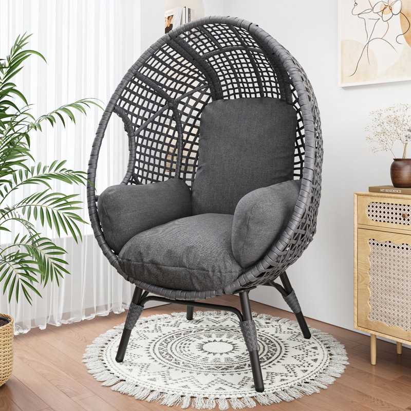 Fauteuil à œufs de patio en rotin New Grid Style