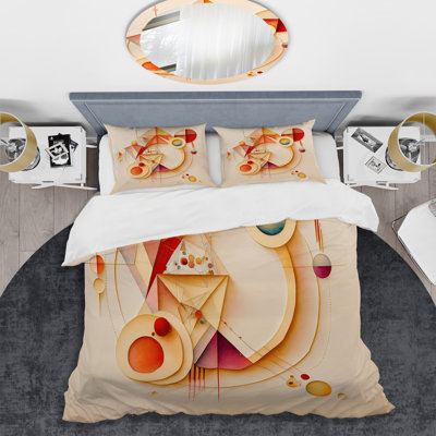 Ensemble de housse de couette orange et jaune à motif géométrique abstrait II
