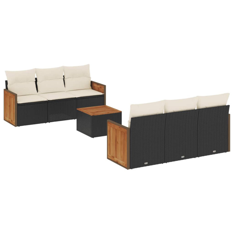 Ensemble de canapé de jardin Vidaxl, Coussin crème / cadre noir