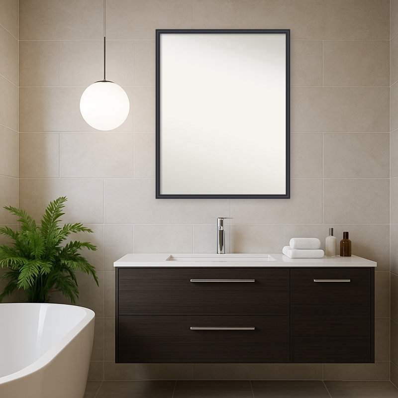 Miroir mural de salle de bain Phoebe, 23 in. W x 29 in. H, Edith Black