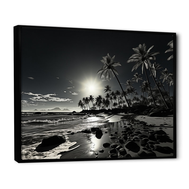 Hawaii Balck et ombres blanches d'Aloha I sur toile, Cadre flottant noir, H 16 po x l 32 po x P 1 po