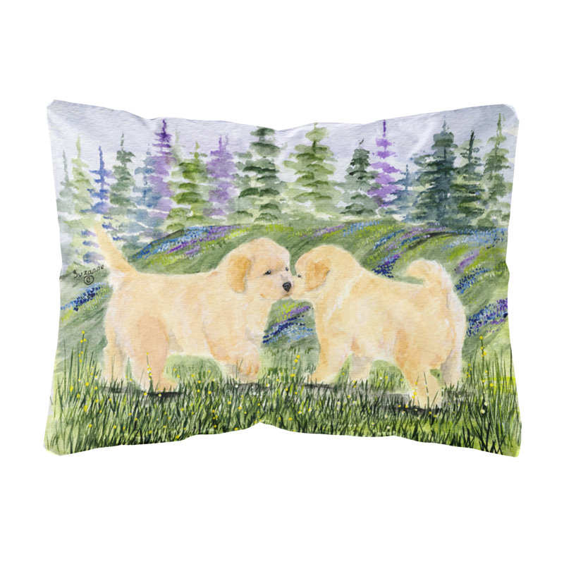 Golden Retriever Outdoor Reversible Throw Pillow