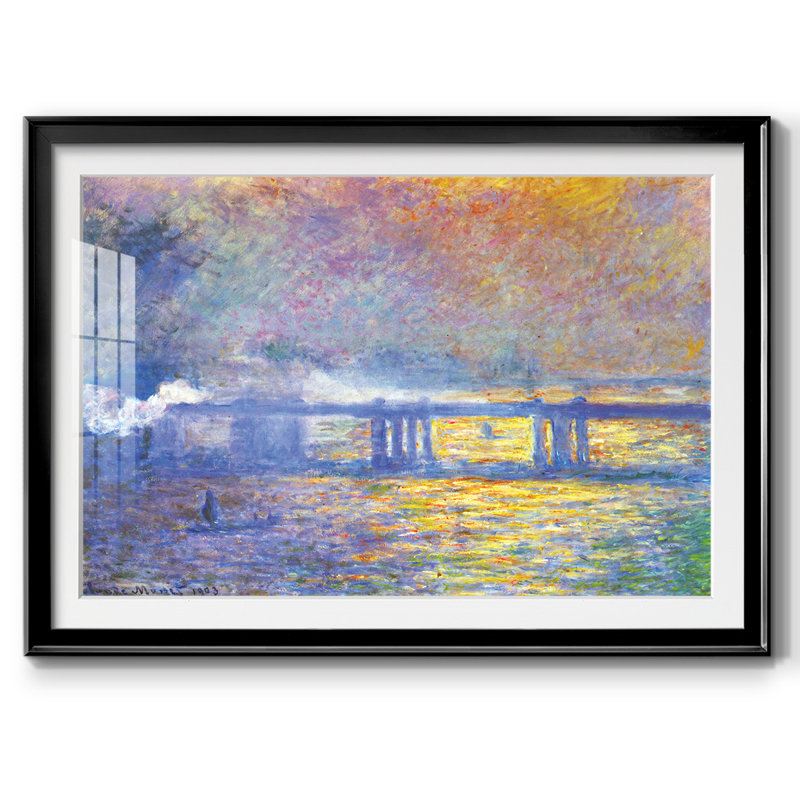 «Charing Cross Bridge» encadré sur papier par Claude Monet, Noir, H 15 po x l 21 po x P 1,5 po