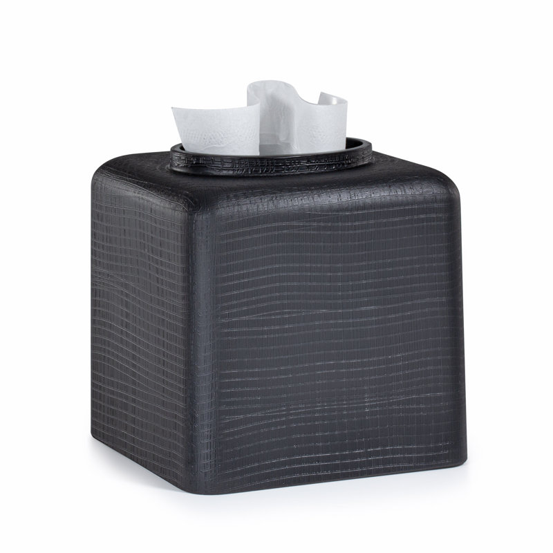 Cambric Glass Tissue Box Cover, Black