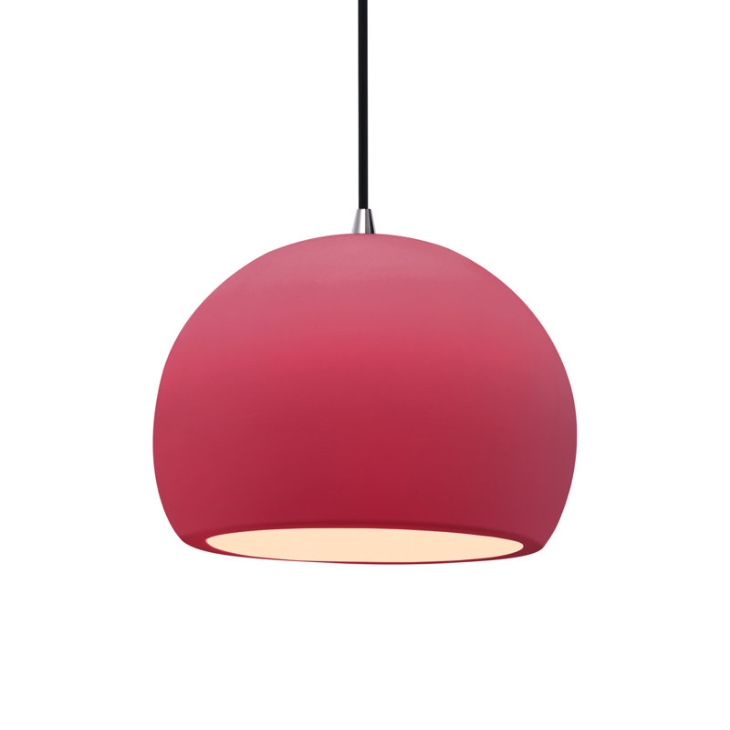Luminaire suspendu à 1 lumière Aschwin, H 7,75 po x l 10 po x P 10 po, Cerise, Nickel brossé